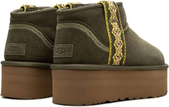 UGG Classic Ultra Mini gevlochten "Burnt Olive" laarzen met plateauzool Groen