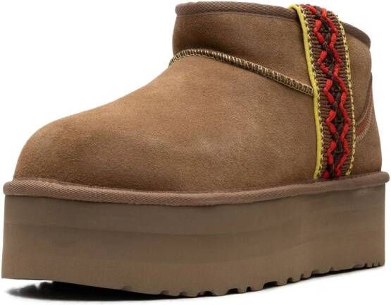 UGG Classic Ultra Mini Braid "Chestnut" laarzen met plateauzool Bruin