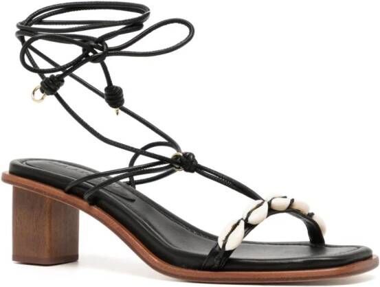 Ulla Johnson Nicolette Shell leren sandalen Zwart