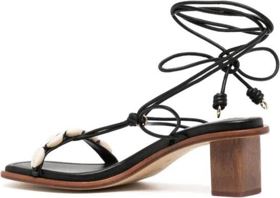 Ulla Johnson Nicolette Shell leren sandalen Zwart