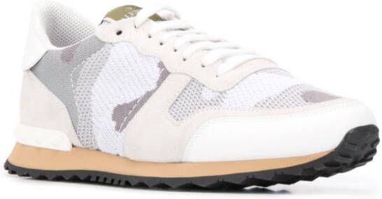 Valentino Garavani Rockrunner mesh sneakers met camouflageprint Wit