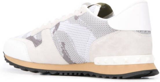 Valentino Garavani Rockrunner mesh sneakers met camouflageprint Wit