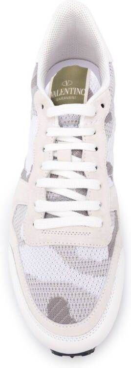 Valentino Garavani Rockrunner mesh sneakers met camouflageprint Wit