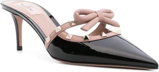 Valentino Garavani Rockstud 60 mm lakleren slippers Zwart