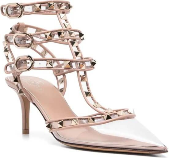 Valentino Garavani Rockstud pumps met doorzichtige neus Roze