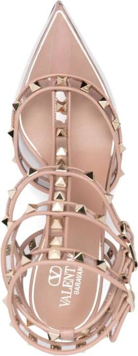 Valentino Garavani Rockstud pumps met doorzichtige neus Roze