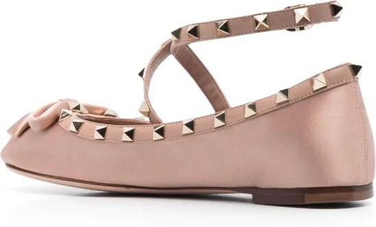 Valentino Garavani Rockstud satijnen ballerina's Roze