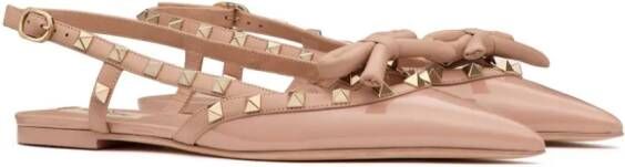 Valentino Garavani Rockstud slingback ballerina's met strik Roze