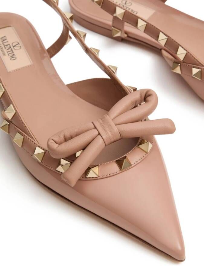 Valentino Garavani Rockstud slingback ballerina's met strik Roze