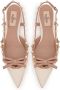 Valentino Garavani Rockstud slingback ballerina's met strik Zilver - Thumbnail 4