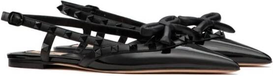 Valentino Garavani Rockstud slingback ballerina's met strik Zwart