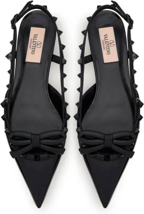 Valentino Garavani Rockstud slingback ballerina's met strik Zwart