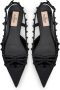 Valentino Garavani Rockstud slingback ballerina's met strik Zwart - Thumbnail 4