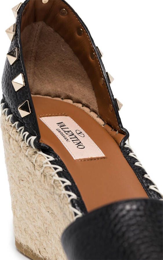 Valentino Garavani Rockstud espadrilles met sleehak Zwart