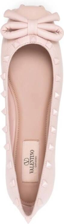 Valentino Garavani Rockstud leren ballerina's Roze