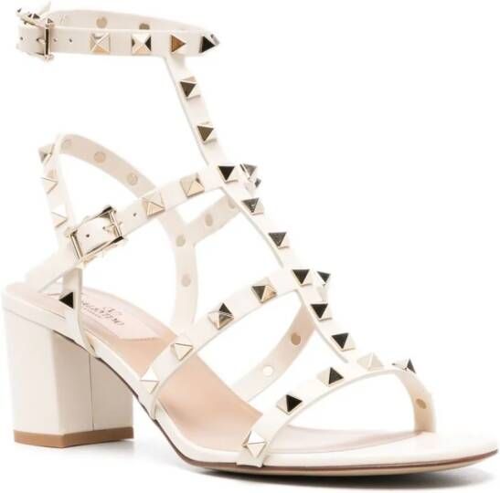 Valentino Garavani Rockstud leren sandalen Beige