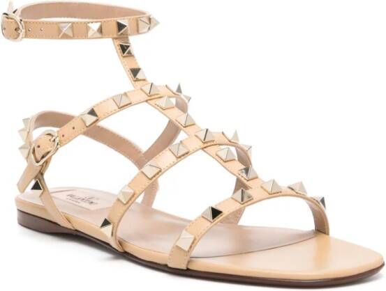 Valentino Garavani Rockstud leren sandalen Beige