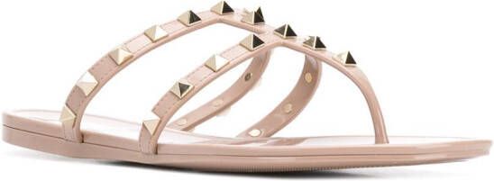 Valentino Garavani Rockstud rubberen sandalen Beige