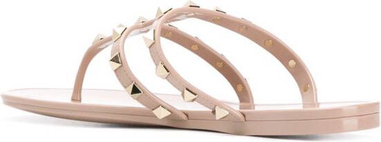 Valentino Garavani Rockstud rubberen sandalen Beige