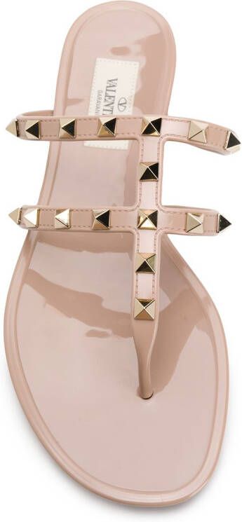 Valentino Garavani Rockstud rubberen sandalen Beige