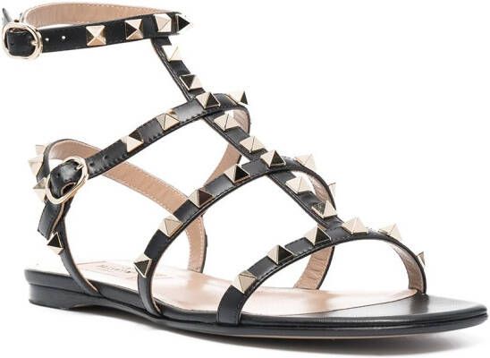 Valentino Garavani Rockstud sandalen met enkelbandje Zwart