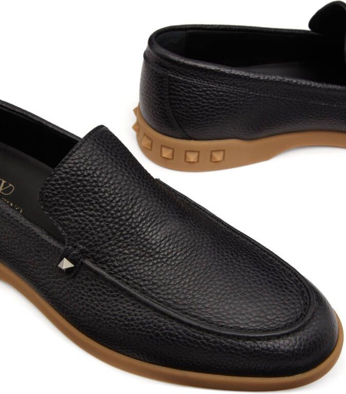 Valentino Garavani Leren loafers Zwart