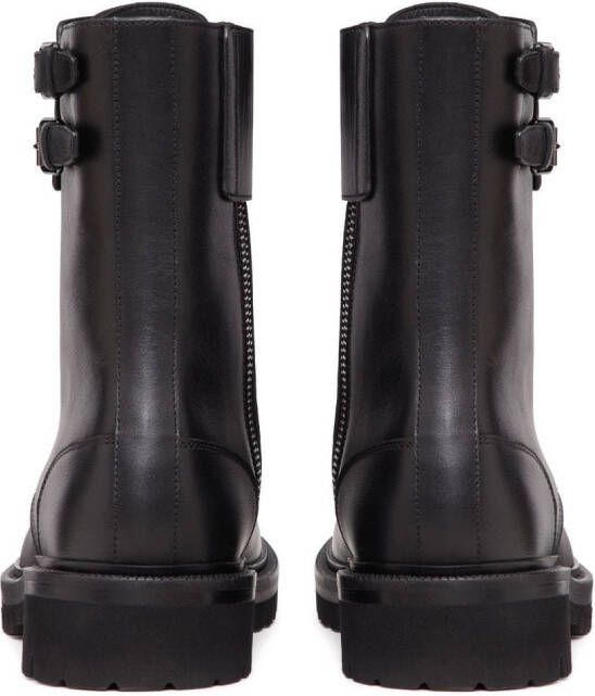 Valentino Garavani Vlogo leren combat boots Zwart