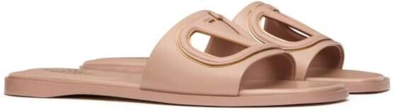 Valentino Garavani VLogo leren slippers Beige