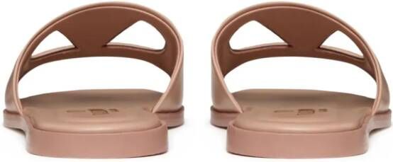 Valentino Garavani VLogo leren slippers Beige