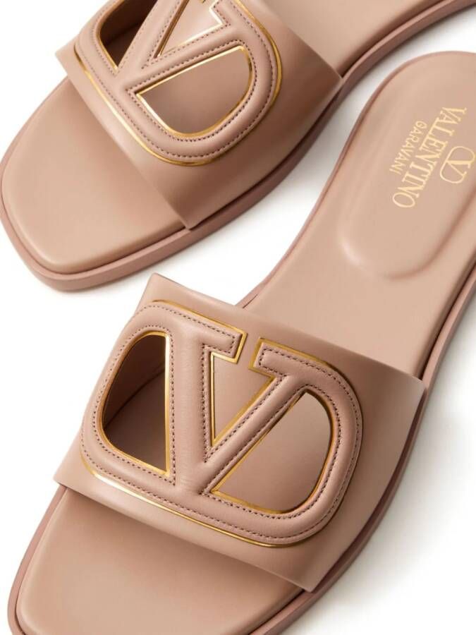 Valentino Garavani VLogo leren slippers Beige