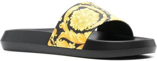 Versace Barocco rubberen slippers Zwart