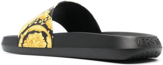 Versace Barocco rubberen slippers Zwart