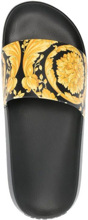 Versace Barocco rubberen slippers Zwart