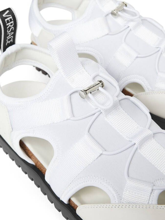 Versace Gekooide leren sandalen met vlakken Wit