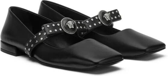 Versace Carla Ribbon ballerina's met studs Zwart