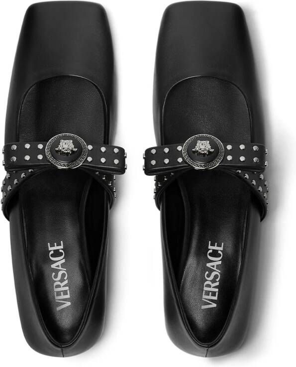 Versace Carla Ribbon ballerina's met studs Zwart