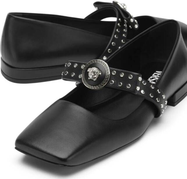 Versace Carla Ribbon ballerina's met studs Zwart