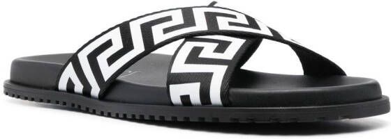 Versace Greca leren sandalen Zwart