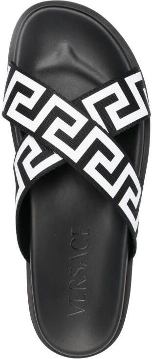 Versace Greca leren sandalen Zwart