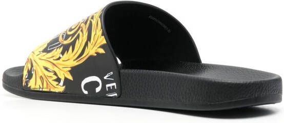 Versace Jeans Couture Slippers met 'Barocco' print Zwart