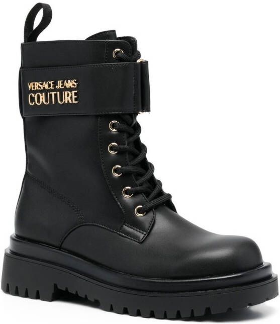 Versace Jeans Couture Combat boots met logo Zwart