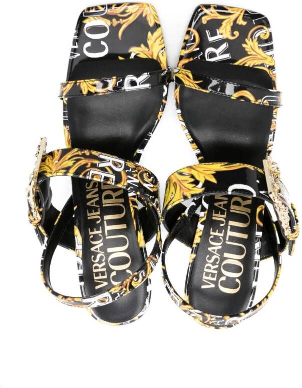 Versace Jeans Couture Sandalen met barokprint Zwart