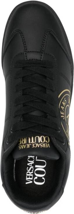 Versace Jeans Couture Leren sneakers met logoprint Zwart