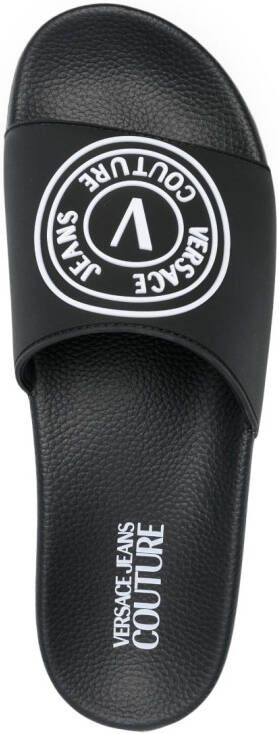 Versace Jeans Couture Slippers met logoprint Zwart