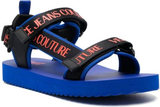 Versace Jeans Couture Slippers met logoprint Zwart