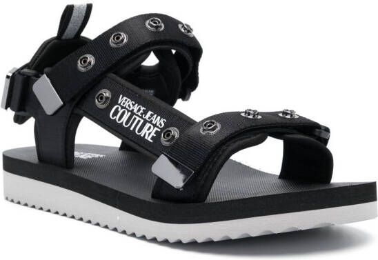 Versace Jeans Couture Slippers met logoprint Zwart