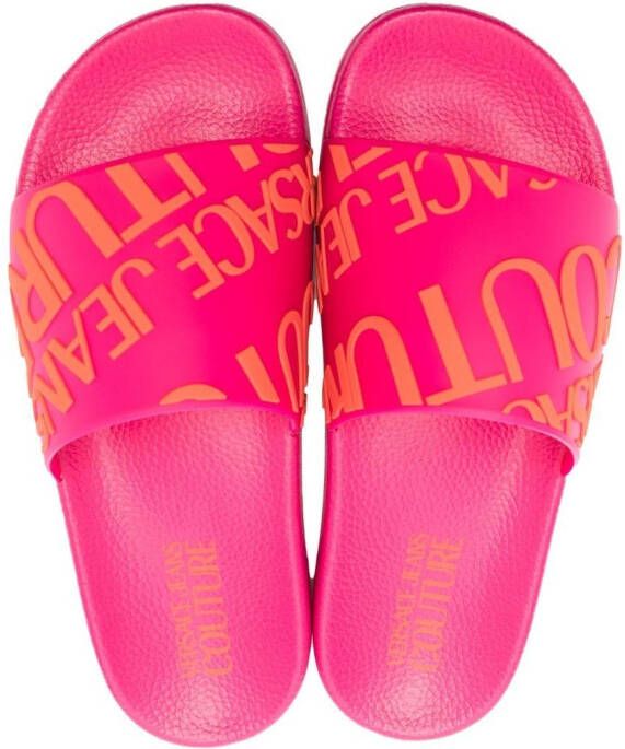 Versace Jeans Couture Slippers met logoprint Roze