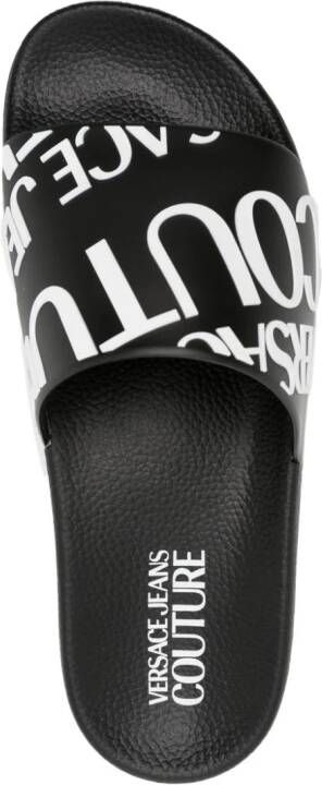 Versace Jeans Couture Shelly slippers met logo-reliëf Zwart