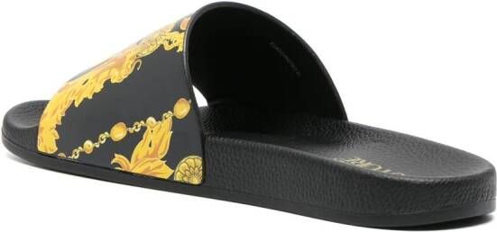 Versace Jeans Couture Slippers met logoprint Zwart