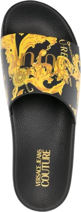 Versace Jeans Couture Slippers met logoprint Zwart